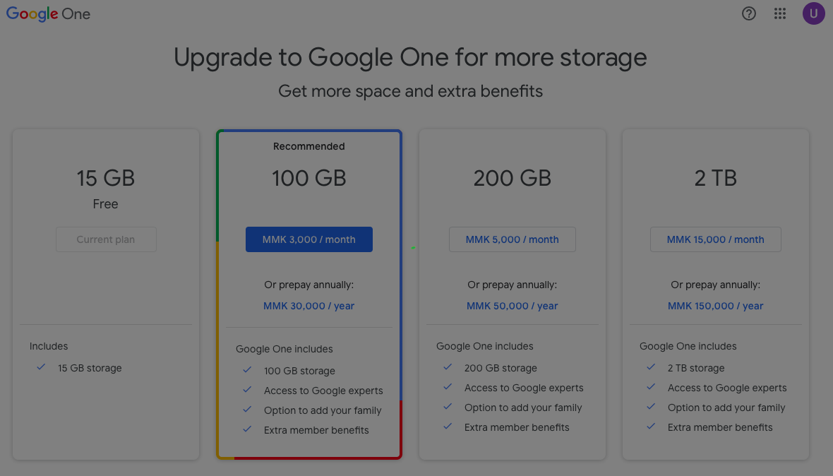 want to purchase drive storage in myanmar - Google Drive Community