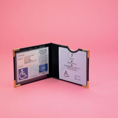 Disabled Blue Badge & Timer Holder - PU Leather - Hologram Safe - Blac - Executive Retail Ltd