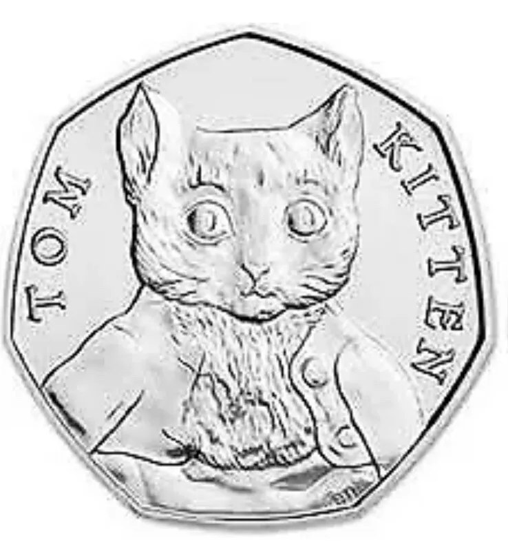 Tom Kitten Queen Elizabeth II 50p Coin - Mintage: 9,, - Scarcity Index: 1