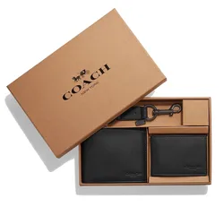 Coach Boxed 3 In 1 Wallet Gift Set In Signature Canvas-Color: Black/Oxblood – THE OUTLET FZE