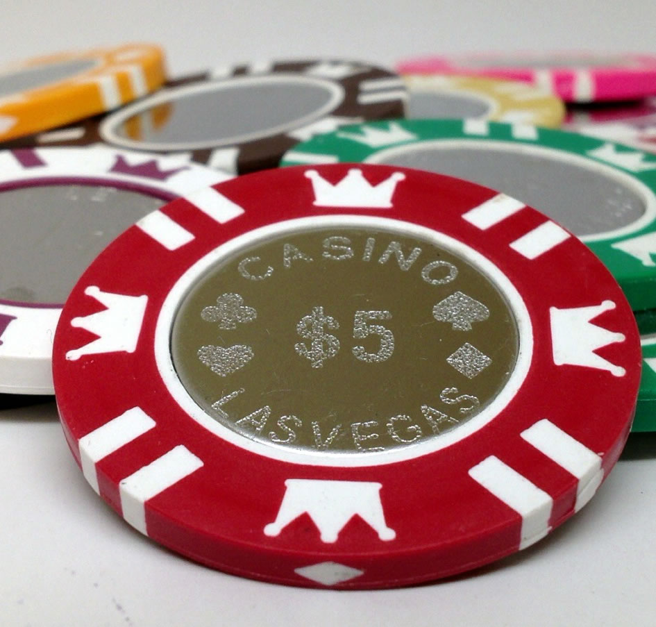 25 Black Coin Inlay Poker Chips | $ Chip Value | CPCI-$*25 | Poker Chip Mania