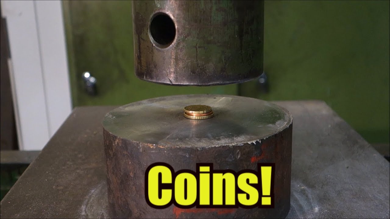 Crushing coins with hydraulic press - GIF - Imgur