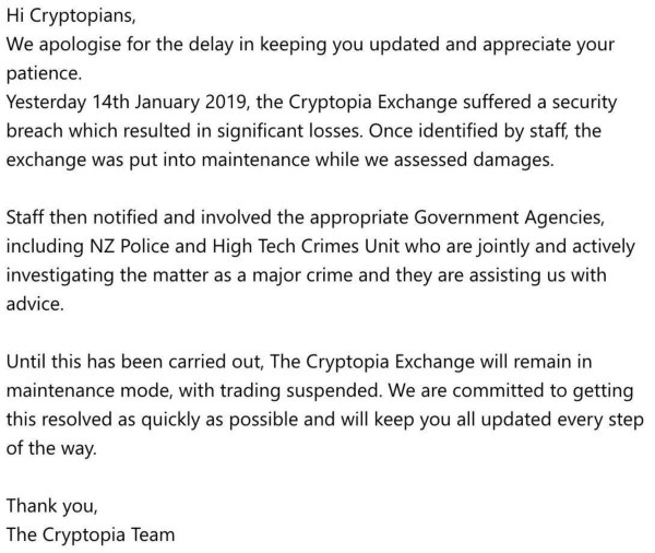Cryptopia exchange to reopen on 4th march, could possibly be delayed updates team - Blockmanity
