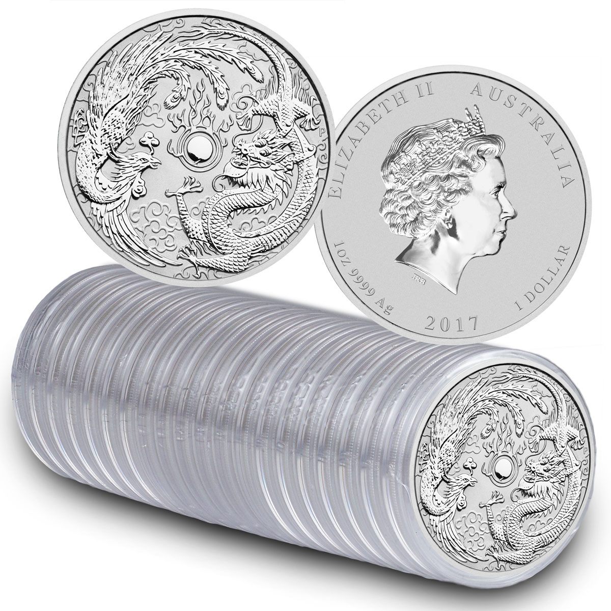 1oz $1 AUD Australian Silver Dragon & Phoenix | European Mint