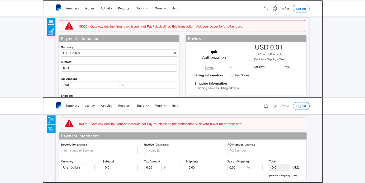 PayPal gateway rejected the request. Declined: - PayPal Community