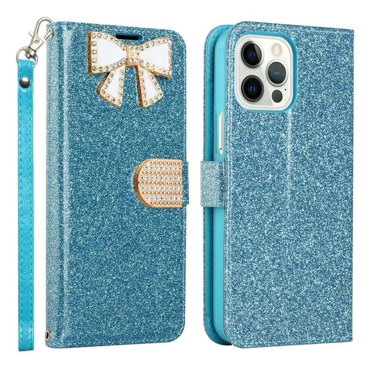 For Iphone XR Bling Diamond Flower Leather Wallet Case PU Butterfly Ca – coinlog.fun