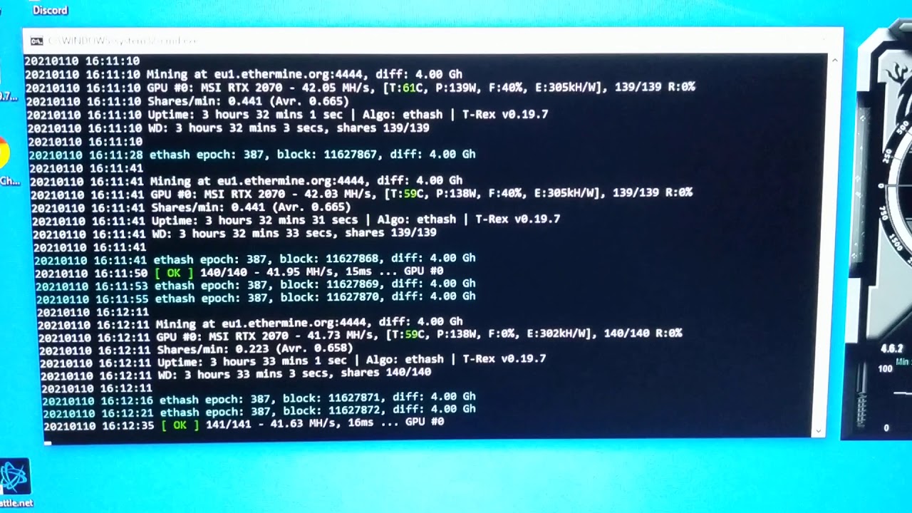 Mining performance and hashrate of NVIDIA GeForce RTX 