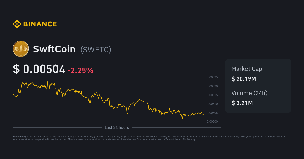 SwftCoin price today, SWFTC to USD live price, marketcap and chart | CoinMarketCap