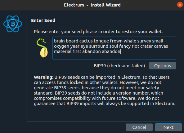 Restore electrum wallet from seed - What to do if you lose seed?