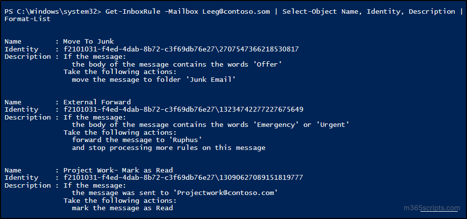 Find All Inbox Rules that Forwards Emails Externally in Office 