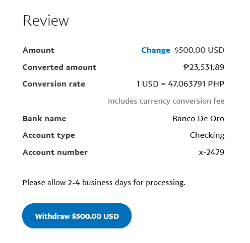 Avoid PayPal money transfer currency conversion fees