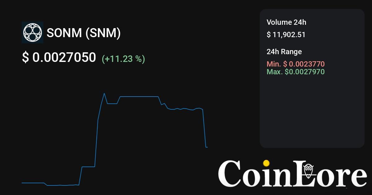 SONM price now, Live SNM price, marketcap, chart, and info | CoinCarp