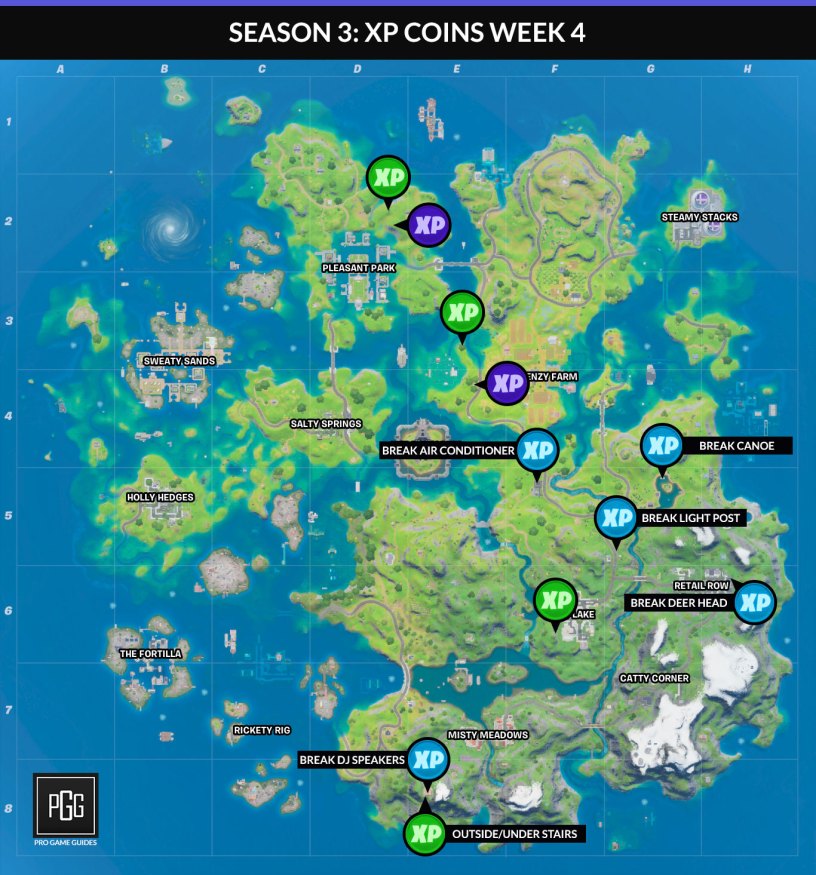 All Fortnite Season 3 Week 6 XP Coin Locations