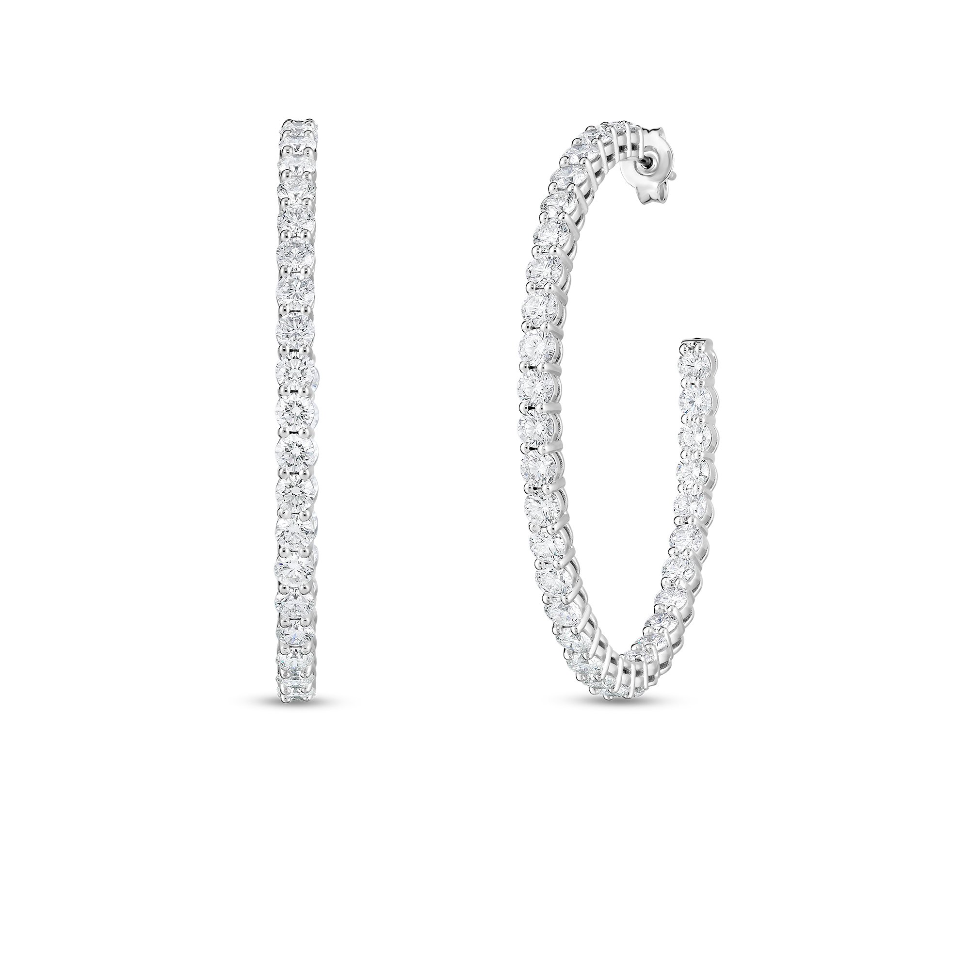 Roberto Coin Perfect Diamond Hoops Large Inside Outside Diamond Hoop Earrings | Feldmar Watch Co.