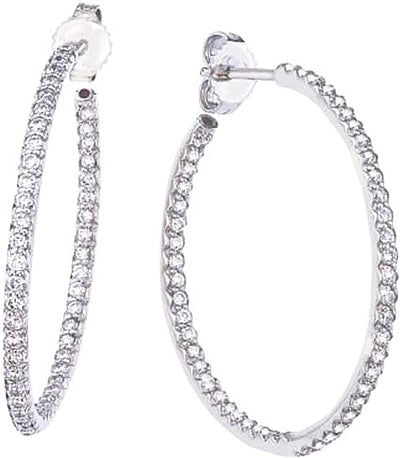 Roberto Coin 18k White Gold Extra Large Inside Outside Diamond Hoop Earrings