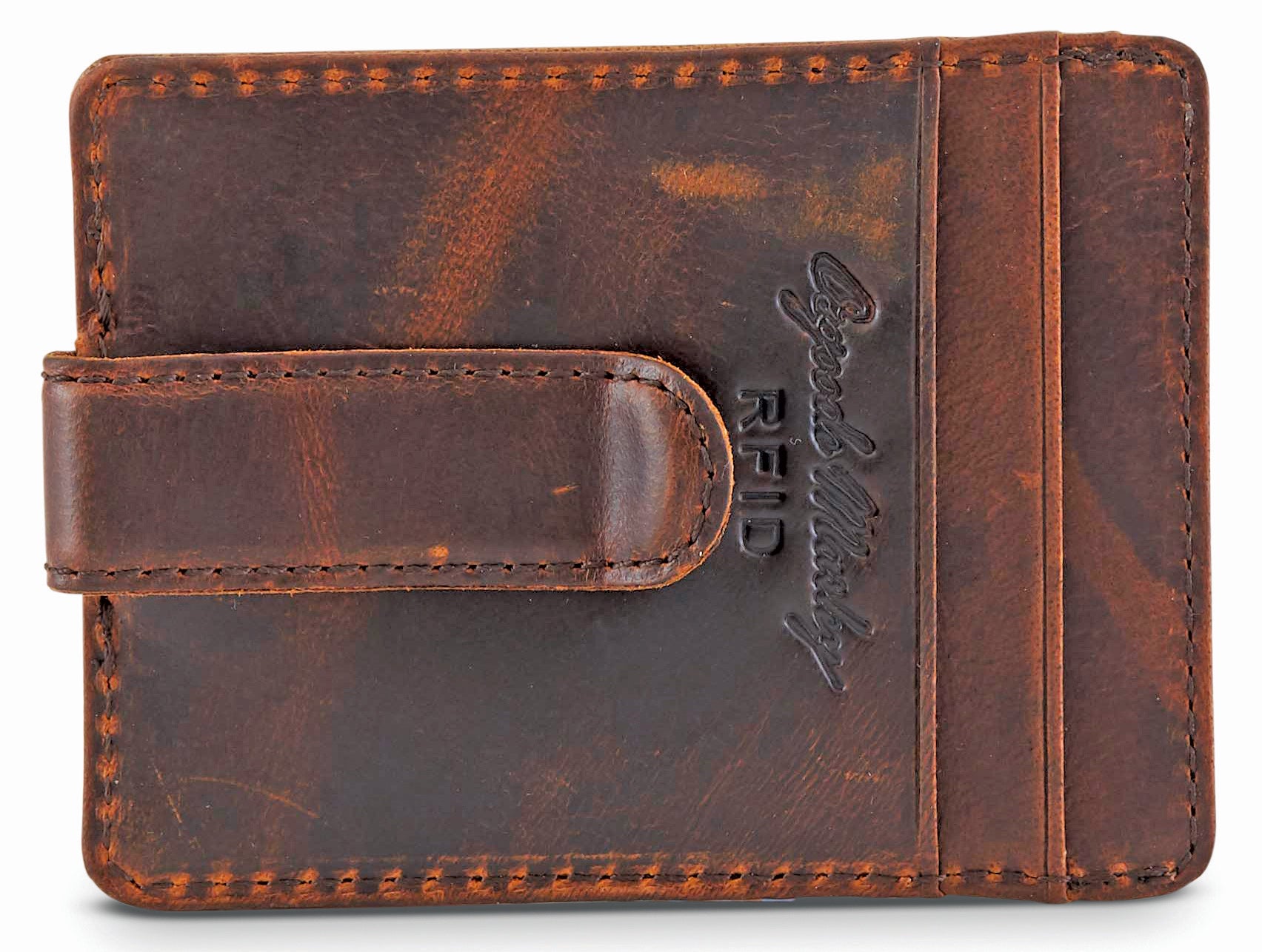 The Gates Personalized Leather Bifold Money Clip Front Pocket Wallet - Holtz Leather