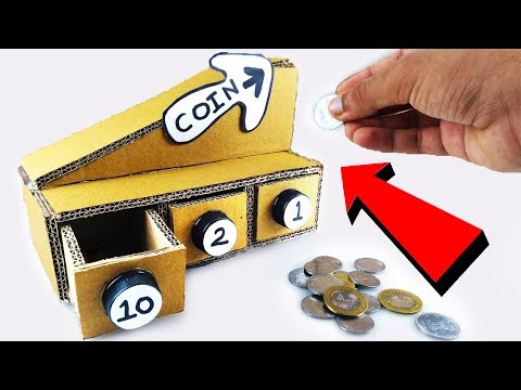 DIY coin sorting Machine from Cardboard with Ryan ToysReview | Safe Videos for Kids