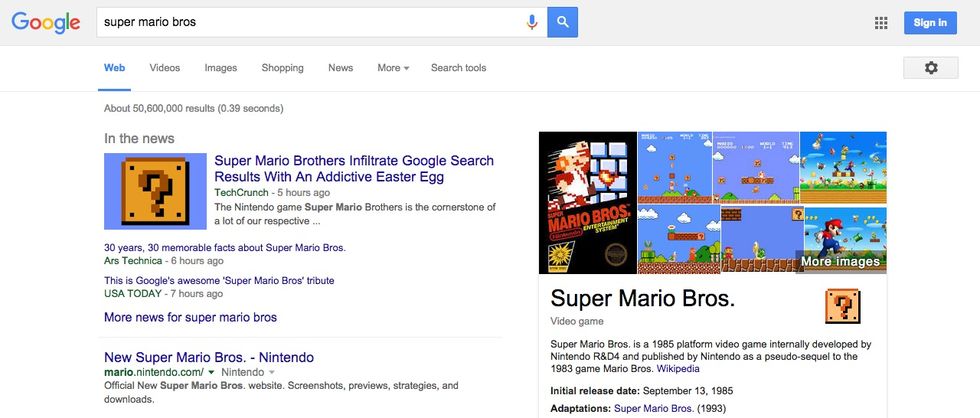 The ‘Super Mario Brothers’ Easter egg is still on Google - here’s how to find it