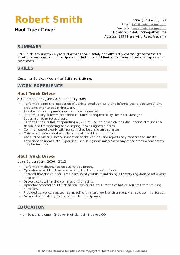 3 Long-Haul Truck Driver Resume Examples Made for 