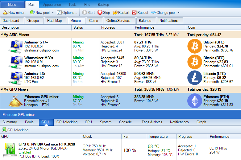 Awesome Miner - Manage and monitor mining operations