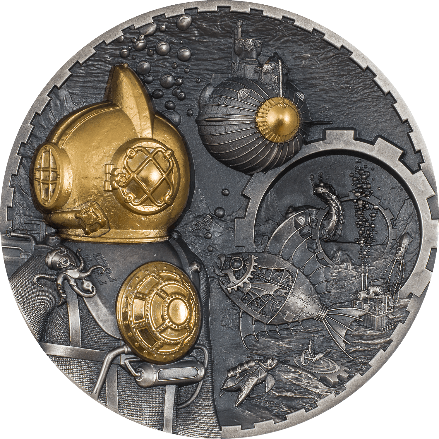 NAUTILUS Steampunk 1 Kg Kilo Silver Coin $ Cook Islands 