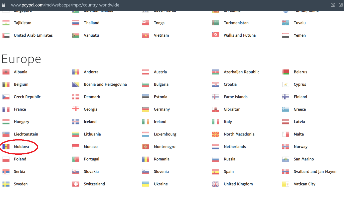 PayPal Global | List of Countries and Currencies | PayPal CY