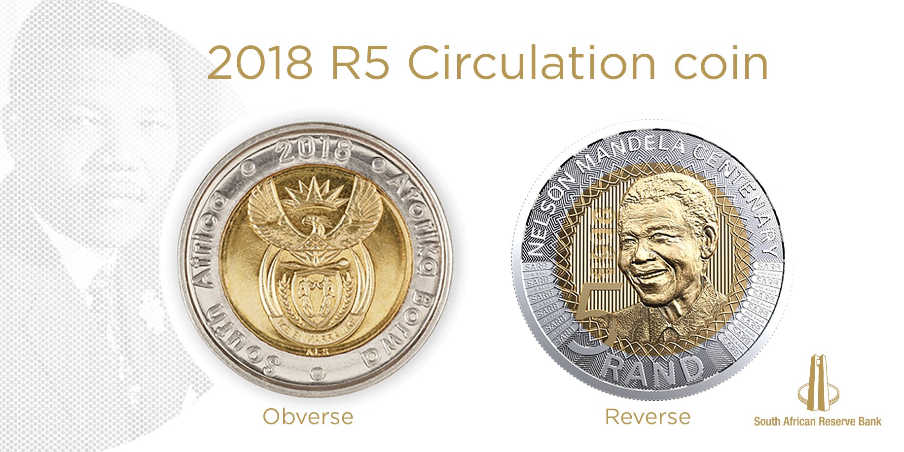 Fifty Rand Nelson Mandela Centenary, Coin from South Africa - Online Coin Club