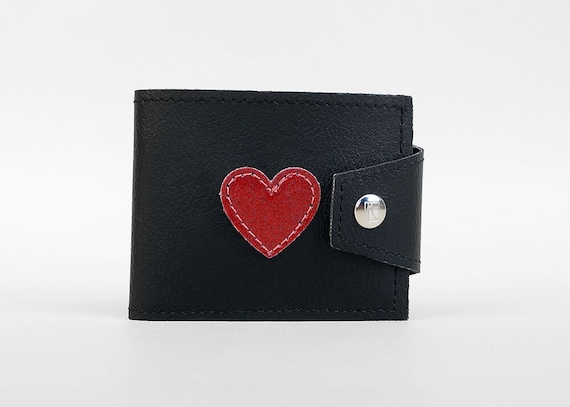 Red Heart Blockprint Linen Coin Purse — Gray Green Goods