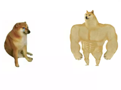 Buff Dog and Crying Dog Meme Template