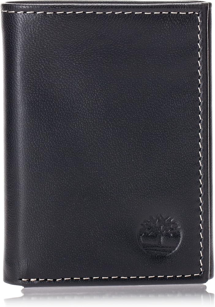 Timberland Men's Leather Trifold Wallet with ID Window Brown D/01 – 3alababak